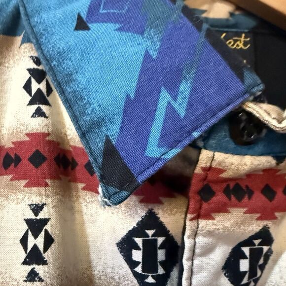 VINTAGE 90S WILD WEST DESIGN AZTEC SOUTHWEST WESTERN SHIRT L USA - Picture 6 of 11